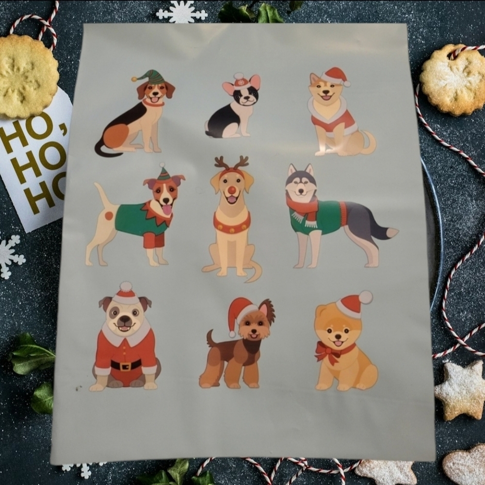 🎄🆕️ POLY MAILERS: 10"x13" Cute Christmas Dogs Design, Set of 20